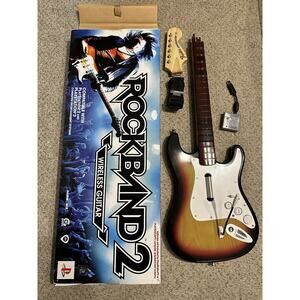 Rock Band 2 PS2/PS3 RockBand Guitar Original Box Dongle Strap Tested CIB